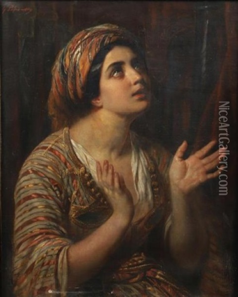Jeune Dame En Priere Oil Painting - Francois Gabriel Guillaume Lepaulle