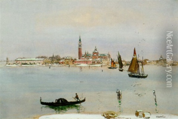 S. George Sous La Neige, Venise Oil Painting - Jean Francois Raffaelli
