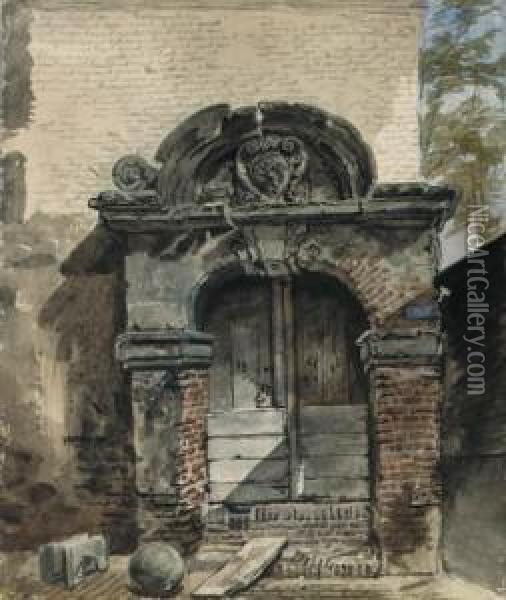 The Gate Of The Stadsdoelen, Hoorn Oil Painting - Carel Jacobus Behr