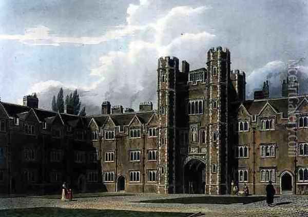The Second Court of St. Johns College, Cambridge, from The History of Cambridge, engraved by Joseph Constantine Stadler (fl.1780-1812), pub. by R. Ackermann, 1815 Oil Painting - William Westall