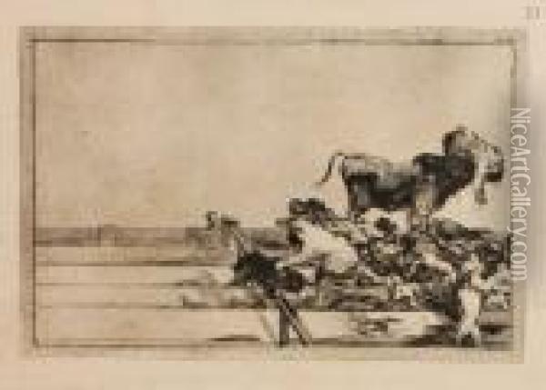 Desgracias Acaecidas En El Tendino De La Plaza De Madrid Oil Painting - Francisco De Goya y Lucientes
