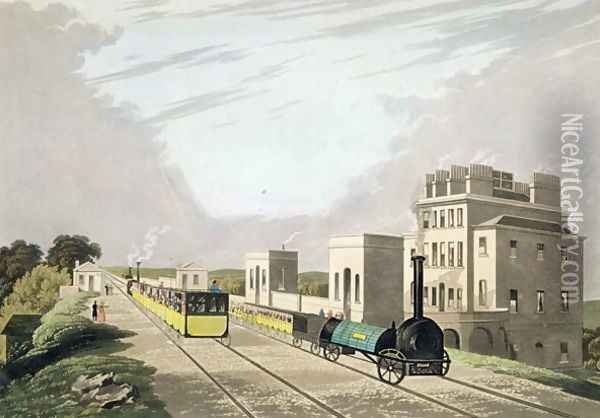 View of the Manchester and Liverpool Railway, taken at Newton, 1825 Oil Painting - Charles Calvert