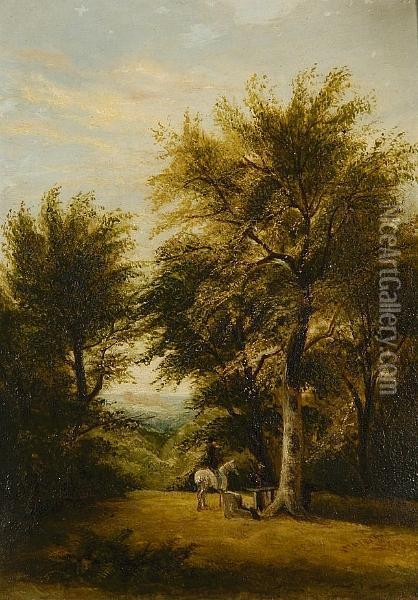 Figures Resting By A Tree Oil Painting - James Stark