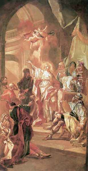 The Dispute between St Catherine of Alexandria and the Philosophers 1775 Oil Painting - Johann Lucas Kracker
