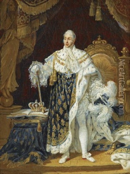 Portrait De Charles X En Costume De Sacre Oil Painting - Robert Jacques Francois Faust Lefevre