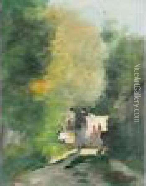 Paysage Avec Personnages Oil Painting - Pierre Auguste Renoir