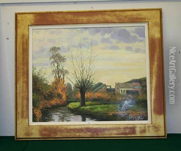 ''evening By The River'' Oil Painting - James Joyce