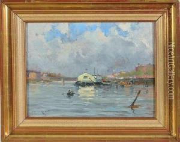 bord De Seine Oil Painting - Maurice Moisset
