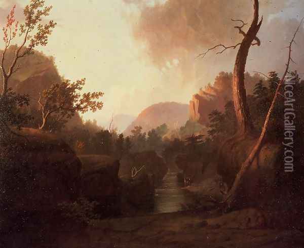 Deer in Landscape Oil Painting - George Caleb Bingham