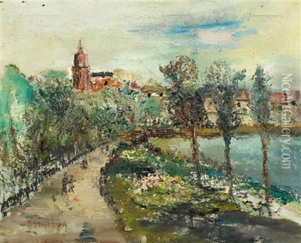 Am Donaukanal In Wien Oil Painting - Johannes Greferath