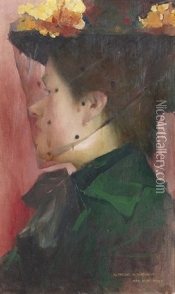 Portrat Einer Jungen Frau Oil Painting - Max-Alfred Buri