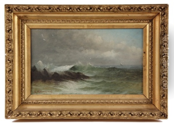 Approaching Storm And Surf Oil Painting - George M. Hathaway