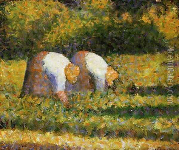 Farm Women at Work Oil Painting - Georges Seurat