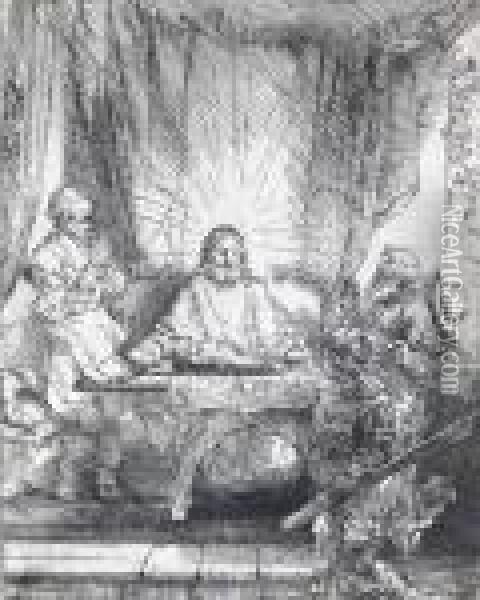 Christus In Emmaus. Oil Painting - Rembrandt Van Rijn