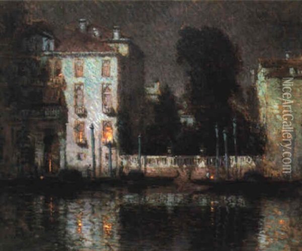 Venice At Night Oil Painting - Paul Cornoyer