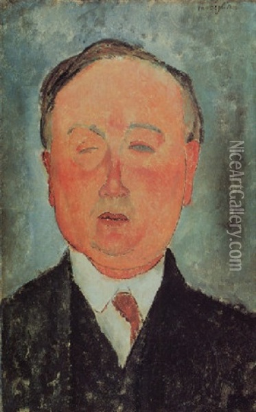 L'homme Au Monocle Dit Bidou Oil Painting - Amedeo Modigliani