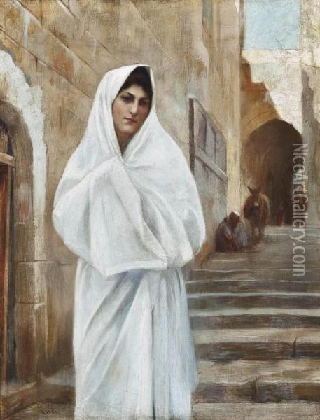 A Maiden Of Jerusalem Oil Painting - Theodore Jacques Ralli