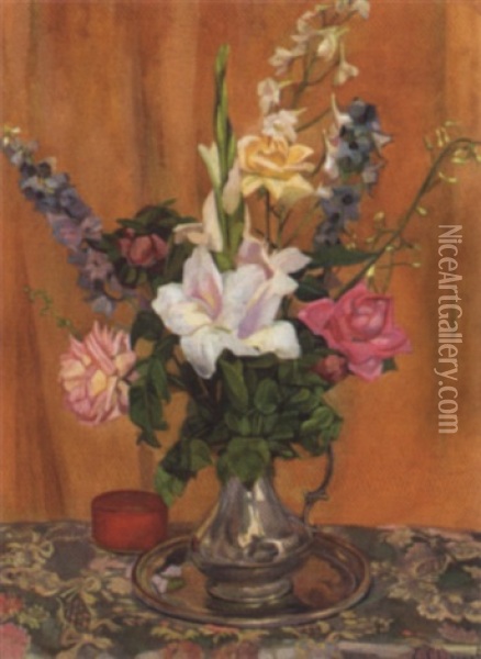 Flowers In A Vase Oil Painting - Eugene Chiriaeff