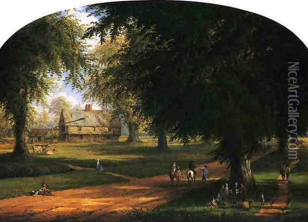 The Williams House, Deerfield, Massachusetts Oil Painting - Robert Havell, Jr.