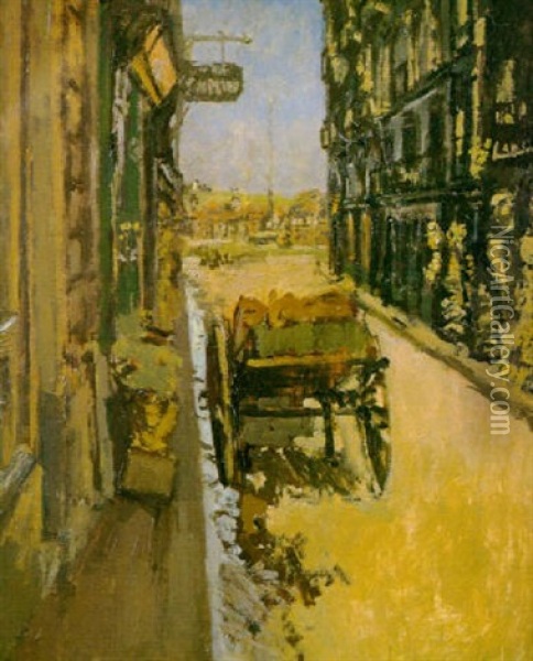 The Hand Cart, Or The Basket Shop, Rue St. Jacque, Dieppe Oil Painting - Walter Sickert