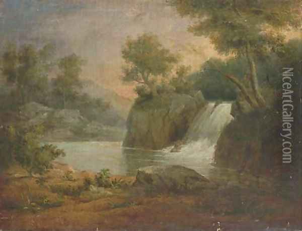 Landscape with Waterfall Oil Painting - James Snr Peale