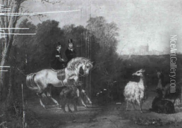 Queen Victoria And Prince Albert On Horseback At Windsor Oil Painting - Sir Edwin Henry Landseer