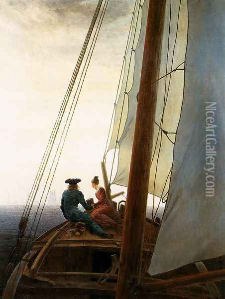 On the Sailing Boat c. 1819 Oil Painting - Caspar David Friedrich