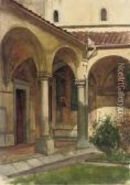 The Cloister, The Convent Of San Marco, Florence Oil Painting - Dicksie Frank