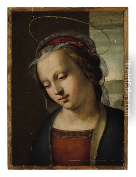 The Madonna: A Fragment From An Altarpiece Oil Painting - Ridolfo del Ghirlandaio