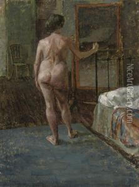 Nude In An Interior Oil Painting - Malcolm Drummond