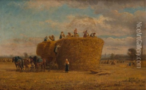 Harvesting Hay (la Moisson) Oil Painting - Jules Jacques Veyrassat
