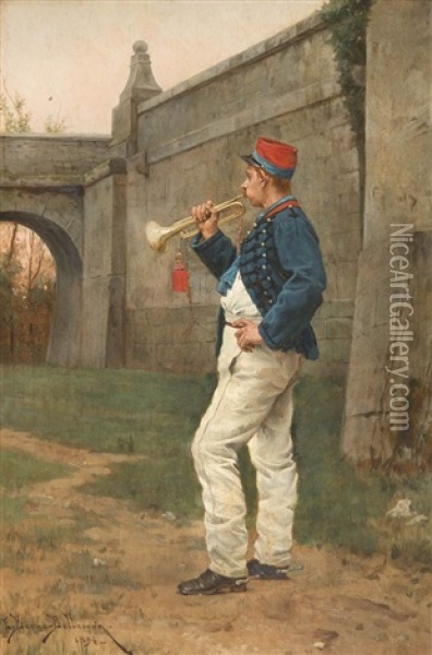 Le Trompettiste Oil Painting - Etienne Prosper Berne-Bellecour