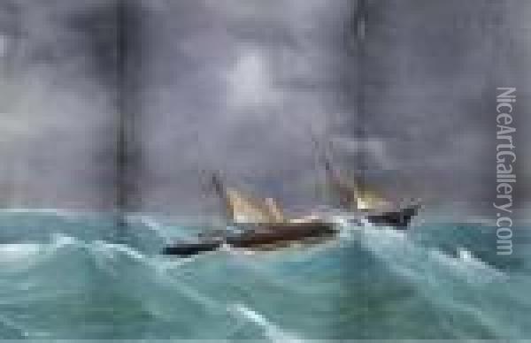 The Steam Yacht Vanadis Riding Out The Gale Oil Painting - Atributed To A. De Simone