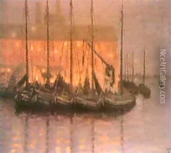 La Sucrerie Au Crepuscule A Walfweg Oil Painting - William Degouve de Nuncques