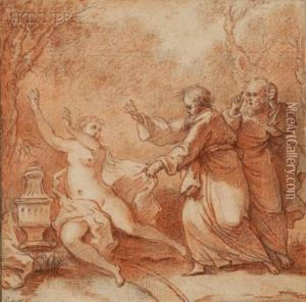 Susannah And The Elders Oil Painting - Paul Ponce Antoine Robert