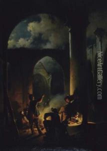 Secret Meeting Among The Ruins Oil Painting - Jan Michael Ruyten