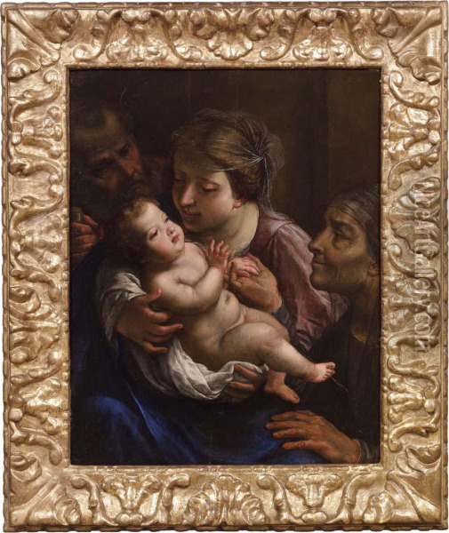 Sacra Famiglia Con Sant'anna Oil Painting - Angelo Caroselli