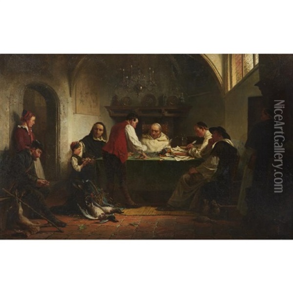 Settling Accounts Oil Painting - Charles Meer Webb