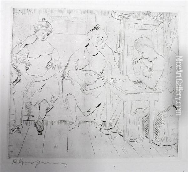 Damen Bei Der Kartenlegerin Oil Painting - Rudolf Grossmann
