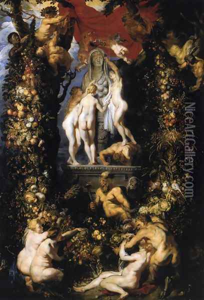 Nature Adorning the Three Graces Oil Painting - Peter Paul Rubens