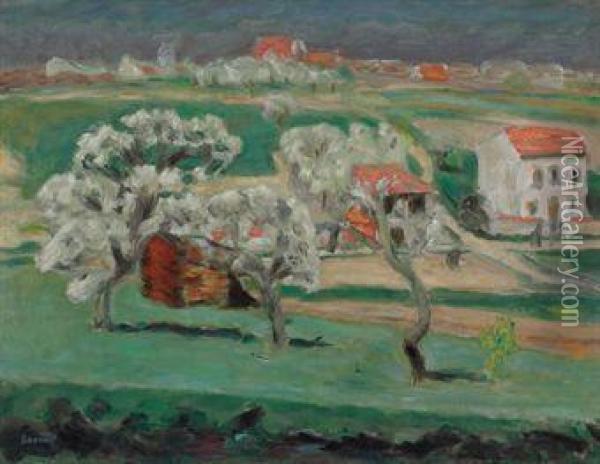 Arbres En Fleurs. Maison Blanche Oil Painting - Pierre Bonnard