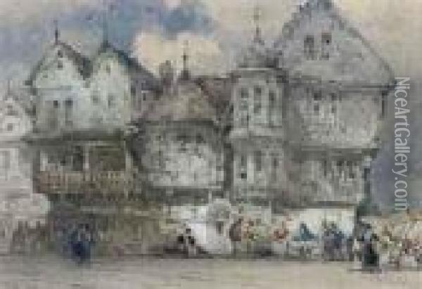 Hotel Of The Golden Chain, Langen Schwalbach Oil Painting - William Callow