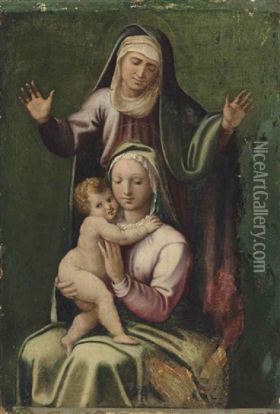 The Madonna And Child With Saint Anne Oil Painting - Bartolomeo Ramenghi