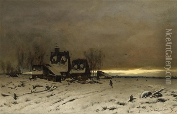 Winterabend Oil Painting - Friedrich Josef Nicolai Heydendahl