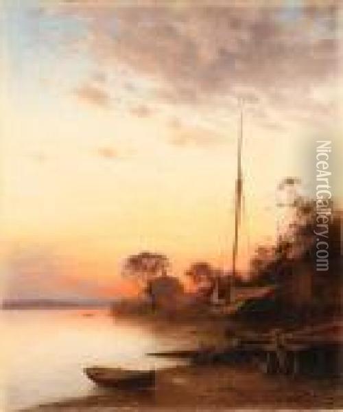 Twilight Along The River Oil Painting - Francis Augustus Silva