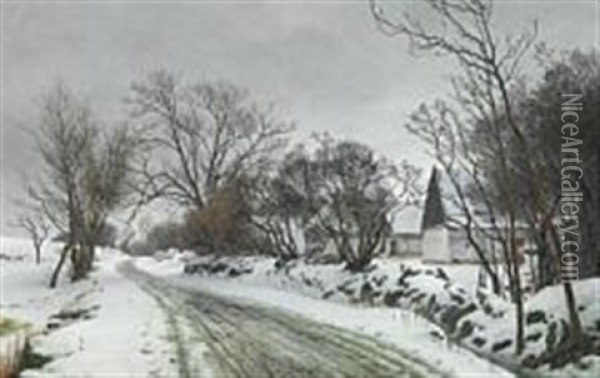 A Pair Of Winter Landscapes Oil Painting - Janus la Cour