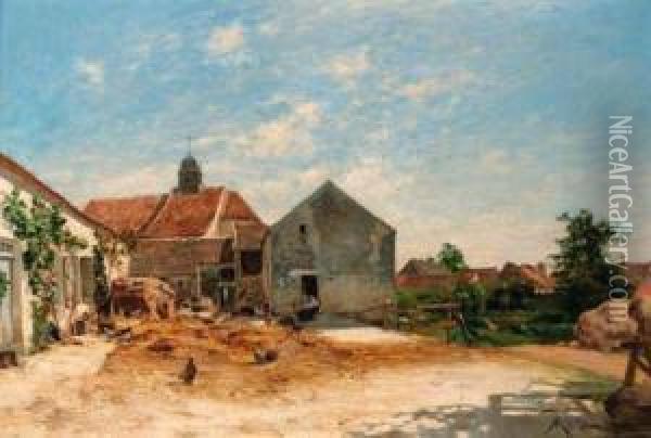 The Farmyard Oil Painting - Albert Gabriel Rigolot
