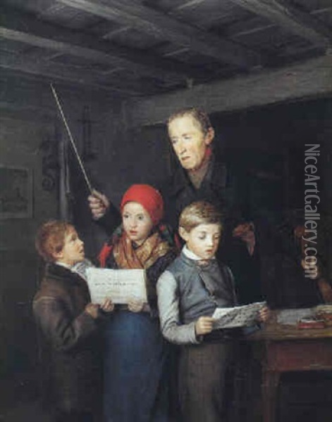 Der Gesangsunterricht Oil Painting - Josef Mansfeld