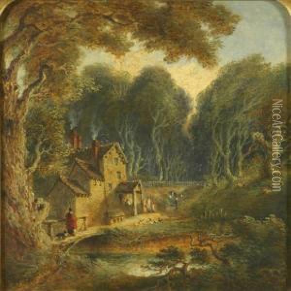 A Woodland Cottage Oil Painting - Joseph Murray Ince