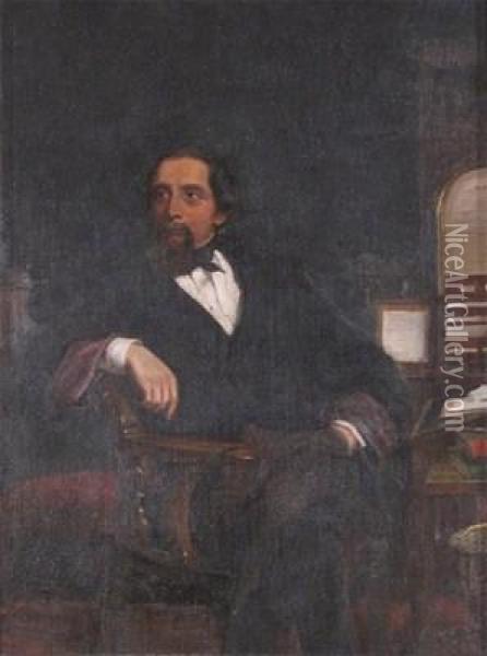 Portrait Of Charles Dickens Oil Painting - William Powell Frith